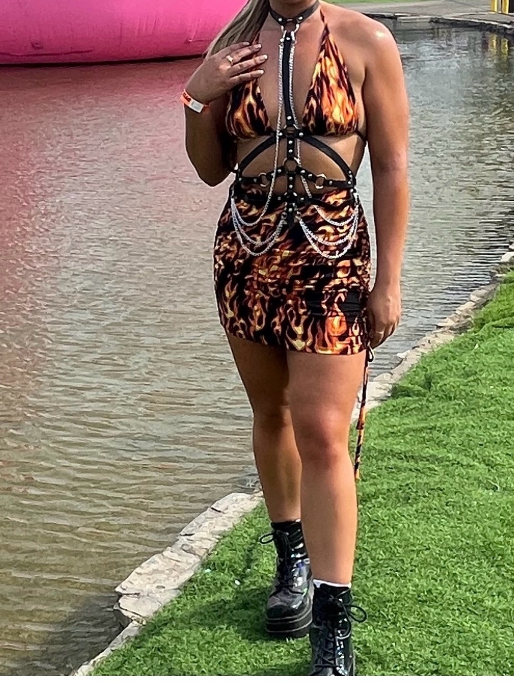 Flame Print Rave Outfit